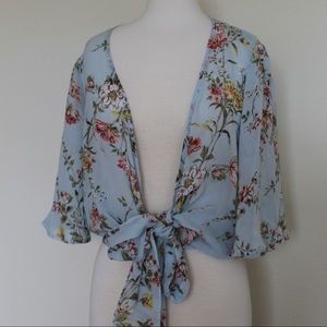 sheer floral wrap top